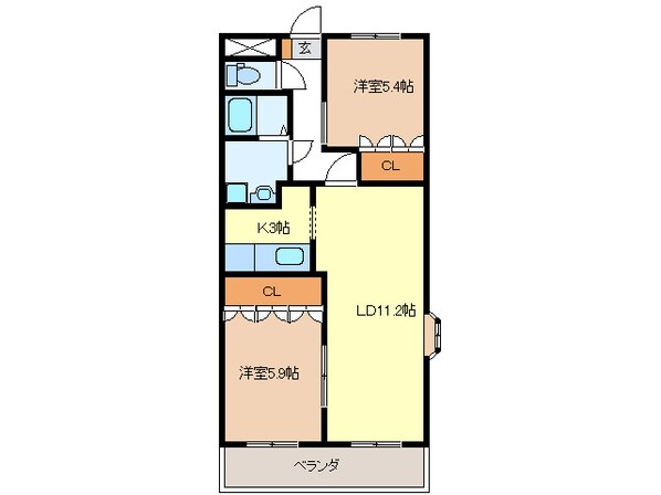 グランドソレイユB棟の物件間取画像